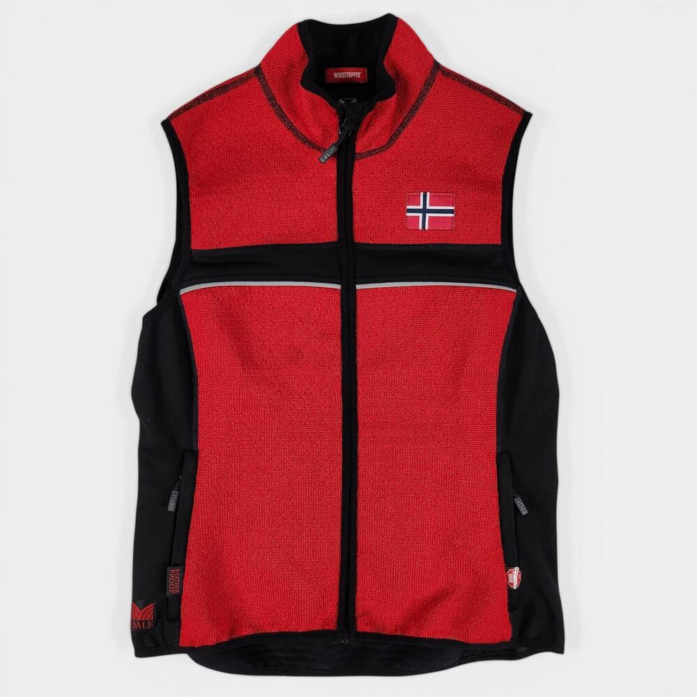 Dale Of Norway Windstopper Vest Womens Medium Red Wool Norwegian Flag Outdoor